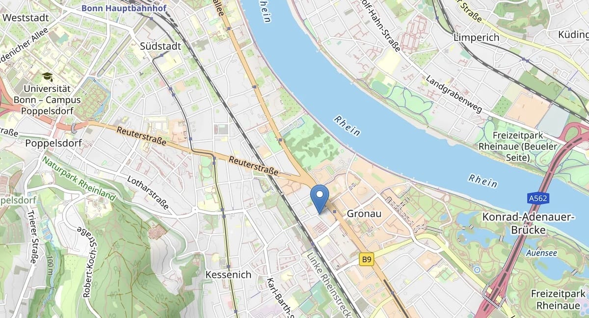 Kartenausschnitt von Bonn